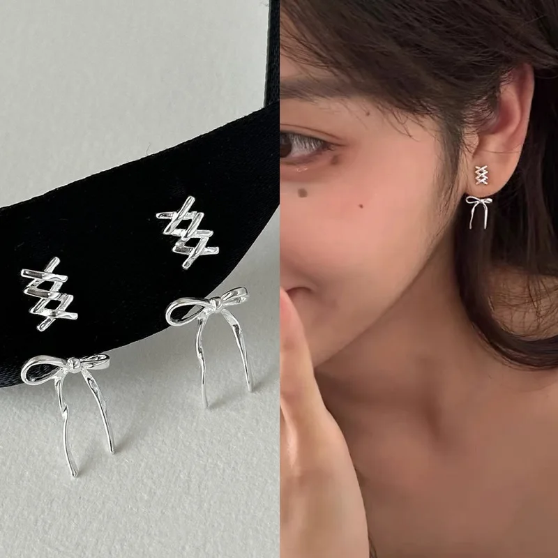 Orecchini Pendenti Con Fiocco E Strass – Eleganza Minimal Per Ogni Occasione - 2