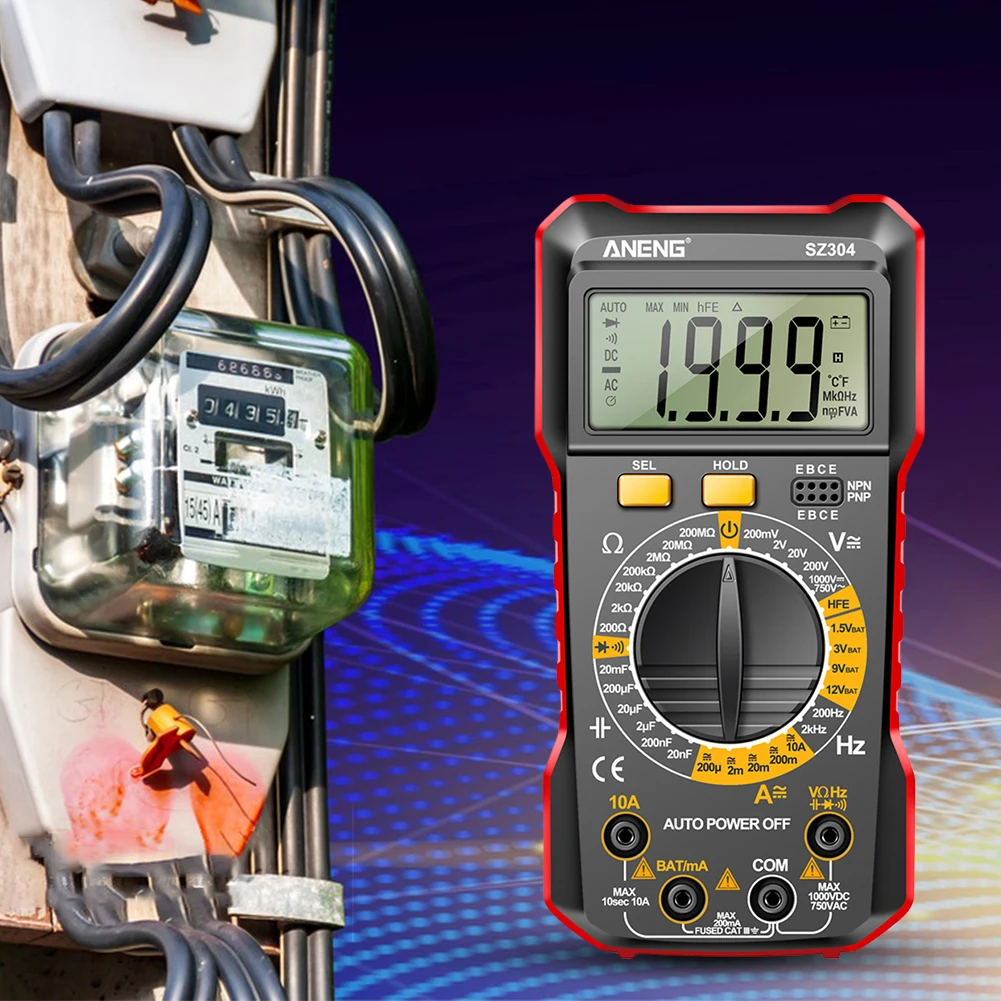 Digital Multimeter ANENG SZ304 Digital Multimeter Large Screen Voltage Detector Voltage Resistance Meter Multifunctional Handheld Electrical Tools