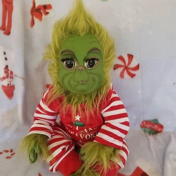 Christmas Plush Doll Green Monster Doll Christmas Grinch Baby Toys Soft Christmas Decorations Plush Toy Children Doll Xmas Decor 2