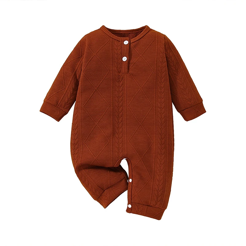 

SUNSIOM Baby Girls Boys Knit Jumpsuit Long Sleeve Crew Neck Button Closure Solid Color Spring Fall Romper for Toddlers