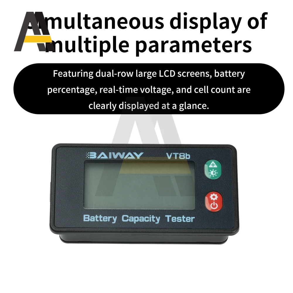 Tester di capacità della batteria digitale LCD DC 8-120V con display multiparametrico per batterie al litio per veicoli elettrici - immagine 3