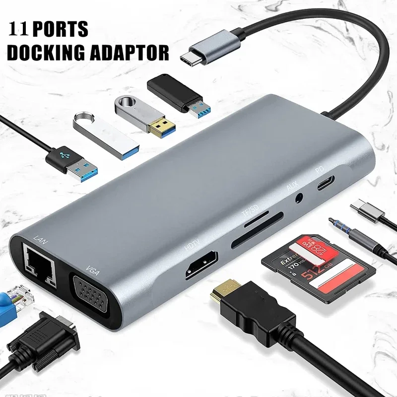 adaptateur-usb-c-hub-type-c-vers-hdmi-4k-vga-rj45-lan-ethernet-sd-tf