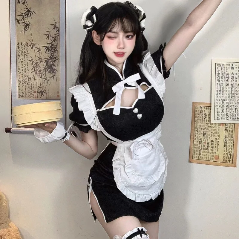 Anime-Style Modified Cheongsam Lace-Up Dress Cosplay Costume for Women (Unofficial)