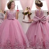 Girl's Dress 4-12 Year Old Girl's Big Bow Princess Dress Embroidered Mesh Dress Wedding Dress Flower Girl Performance Dress