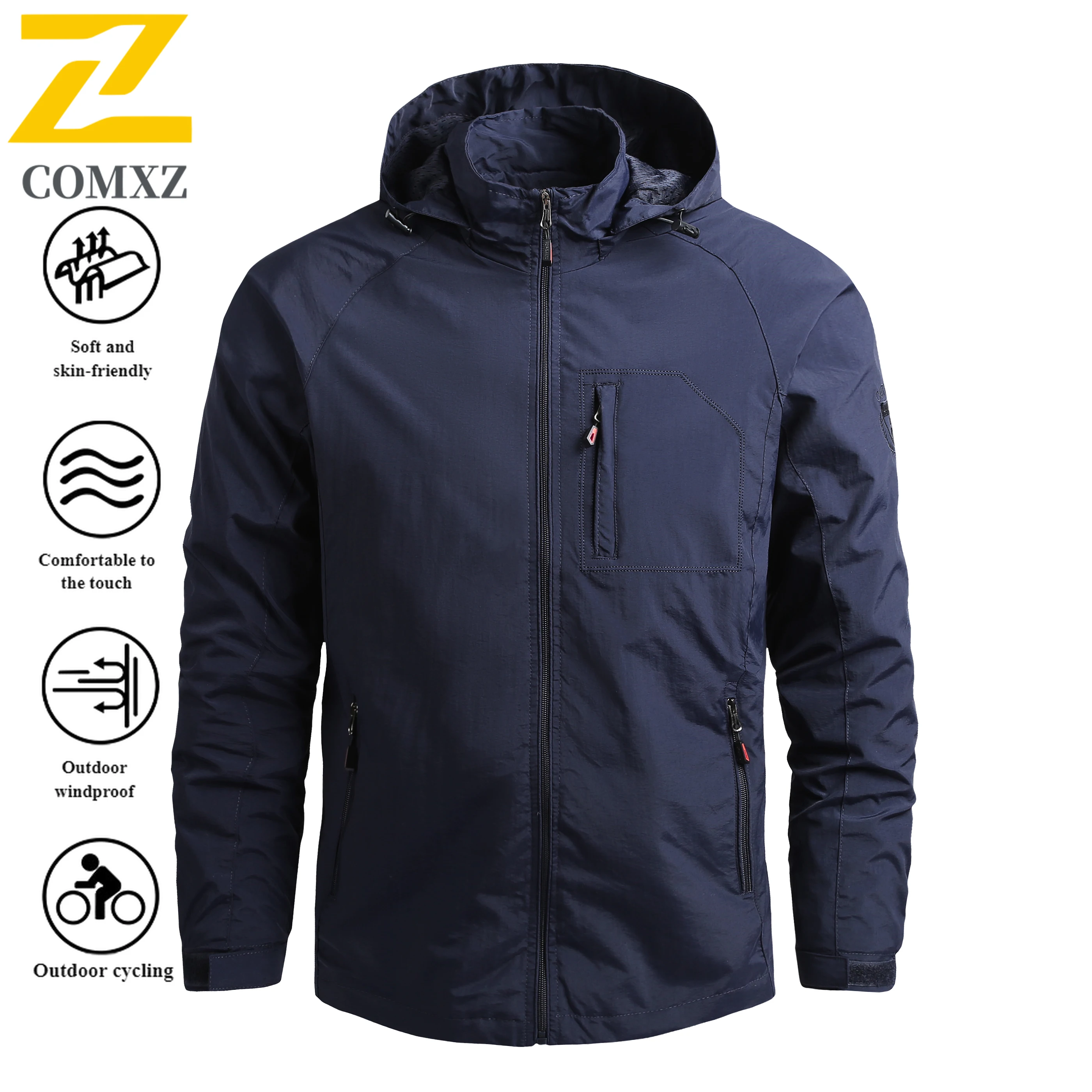 EiAO Mens Waterproof Windproof Work Jacket Classic Outdoor Sport Coat Hiking Camping Trekking Detachable Hood​ heated jacket