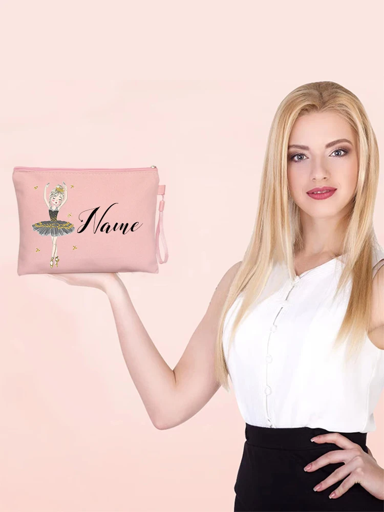 Personalized Ballet Girl Name Makeup Bags Pink Custom Name Women's Cosmetic Bag Kits School Supplies Pencil Pouchs Teacher Gifts 11 S54eae93d834d40be86db82b7e777bb548