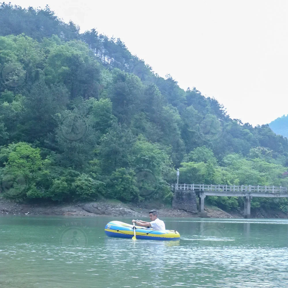 Durable PVC Yellow and Blue Color Kayak Inflatable 2 Person Fishing Rowing Boats