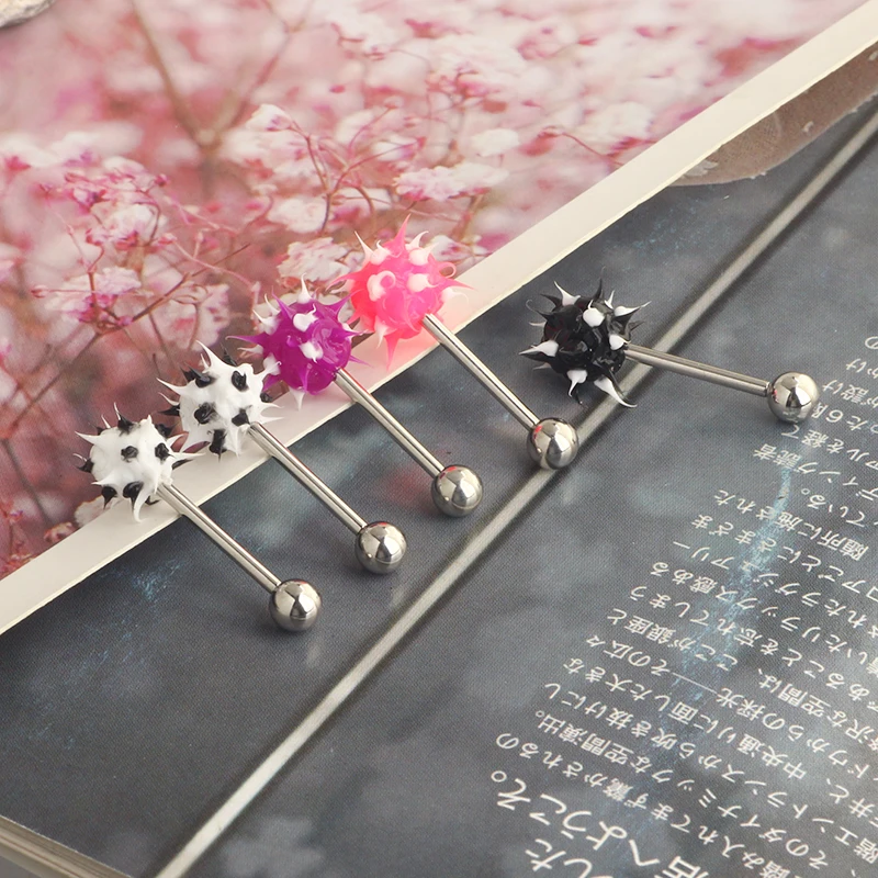 14G 9/16Inch Silicone Soft Spike Ball Nipple Tongue Shield Ring Barbell Body Piercing Jewelry Retainer wholesales 4 colors tongu