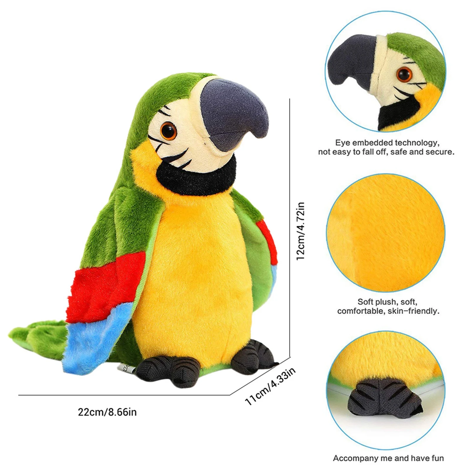 Talking Parrot Toy Mimicry Pet Speaking Plush Toy Repeat What You Say Waving Wings Electronic Record Bird Stuffed Animal pet toys,pet bird toy