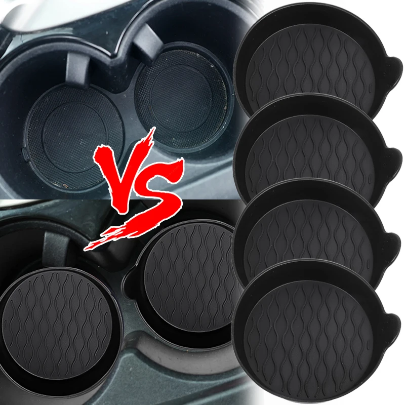 Car Coaster Pads 1/2 Car Coaster Non-Slip Silicone Mat for Car Water Cup Auto Interior Anti-Slip Cup Pad Drink Holder Mat Decoration Accessories cup holder coasters car coaster pads