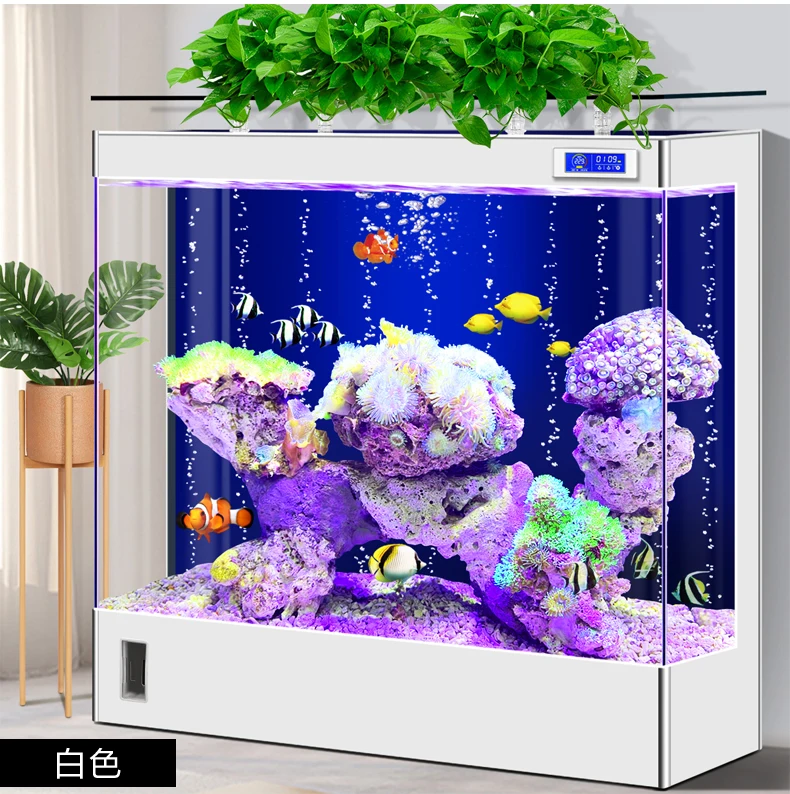 

Ultra-white glass fish tank living room intelligent ecological floor lazy people do not need to change aquarium goldfish tank.