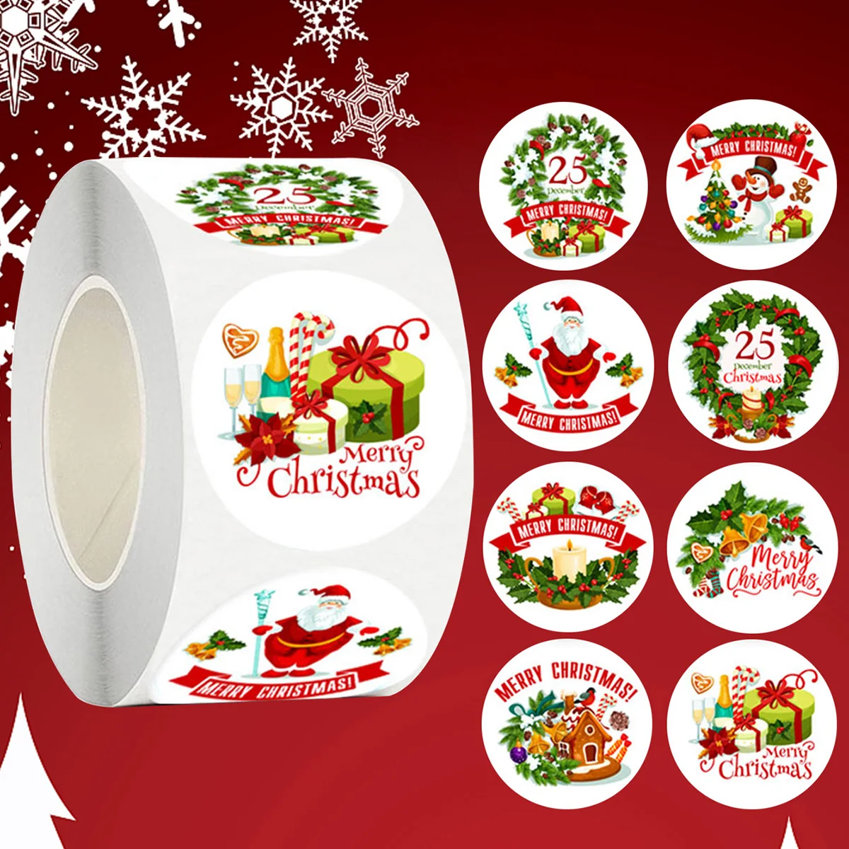Decorative stickers decorative labels stickers stationery stickers self adhesive stickers adhesive stickers paper stickers cartoon stickers magic stickers anime stickers holiday party decorations diy scrapbooking accessories 500Pcs Merry Christmas Stickers For DIY Gifts Baking Package Envelope Stationery Decor