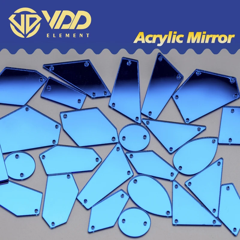 VDD 30/60Pcs 믹스 크기 아크릴 거울 바느질 라인 석 플랫 백에 바느질 돌에 바느질 DIY 공예 의류 의류 드레스 장식