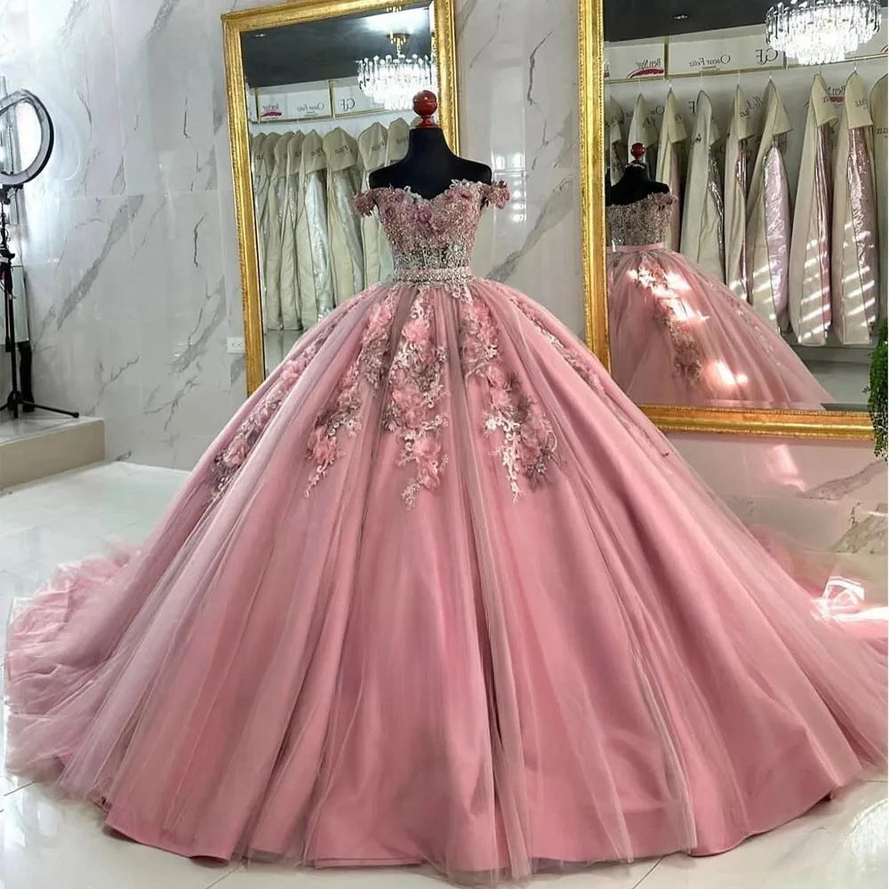 

Ashely Alsa New Pink Quinceanera Dresses Appliques Ball Gown Princess Sweet 16 Year Girl Vestidos De 15 Años xv Prom Party Wear