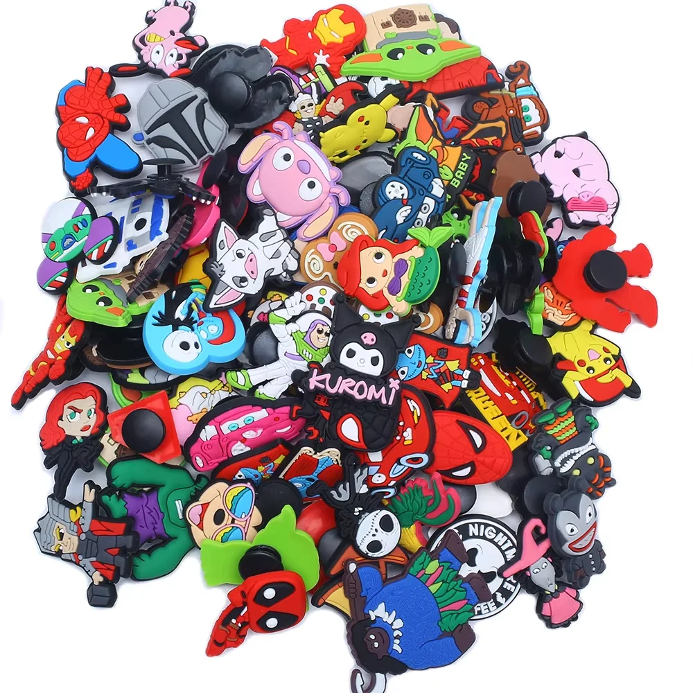 20-300Pcs Random Mixed Cartoon Disney Sanrio Shoe Charms Clogs Shoe Accessories DIY Decoration Buckle Gift shoe charms shoe decorations shoelace buckles garden shoe accessories