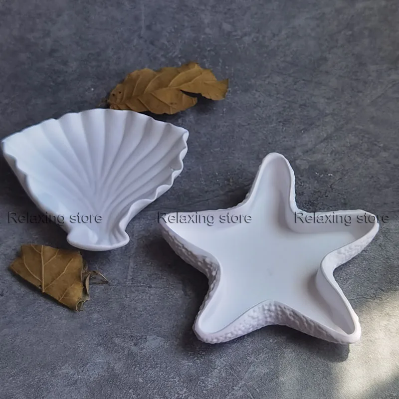 Mini Shell Concrete Storage Tray Silicone Molds Conch Cement Candlestick Plaster Jewelry Display Tray Plate Resin Epoxy Mould