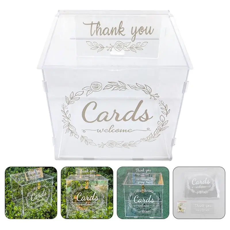 

Box Card Wedding Boxes Lock Suggestion Holder Money Gift Party Donation Letter Slot Complain Ballot Birthday Raffle Envelope