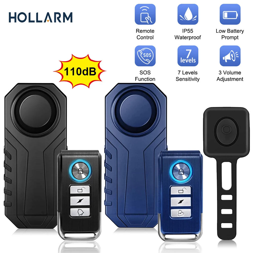 Hollarm Wireless bicicletta allarme vibrazione allarme moto telecomando antifurto rilevatore bici sistema sensore di allarme di sicurezza