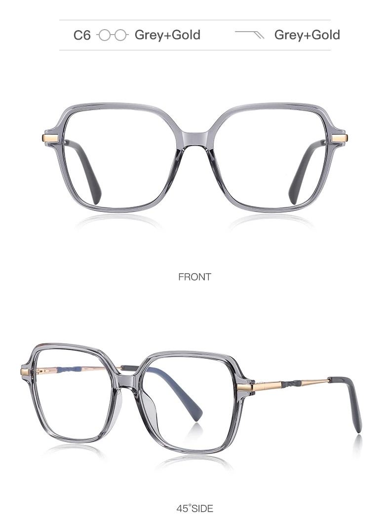 VKYEE Classic Retro Large Framed Glasses Anti-Blue Light Glasses Photochromic Customizable Prescription Glasses PFD2211