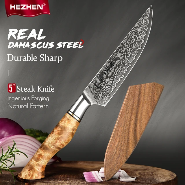 HEZHEN-cuchillo para carne de 5 pulgadas, utensilio de cocina de 67 capas,  de acero de Damasco, súper afilado, para pelado de frutas Vagetable -  AliExpress