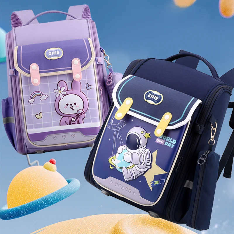 

Cartoon Primary Student Schoolbag Rabbit Astronaut Spine Protection Lightweight Kid Backpack Large Capacity Storage Shoulder Bag