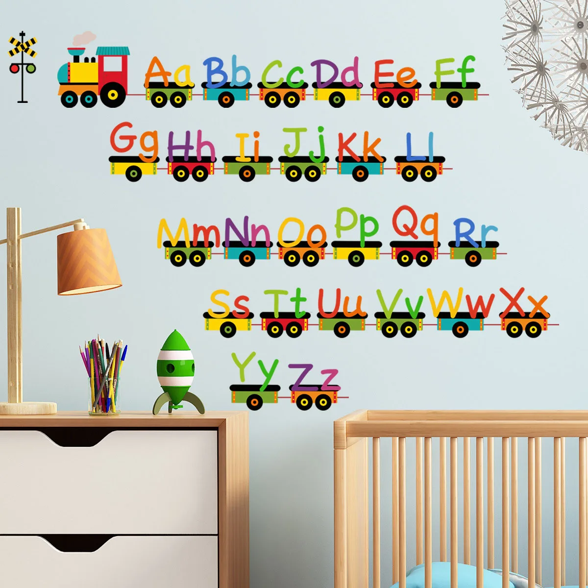 Cartoon children's English alphabet train living room decoration wall sticker wall stickers,wall sticker