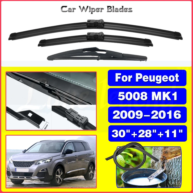 

For Peugeot 5008 MK1 2009-2016 30"+28"+11" Front Rear Wiper Blades Brushes Cutter Accessories 2010 2011 2012 2013 2014 2015 2016