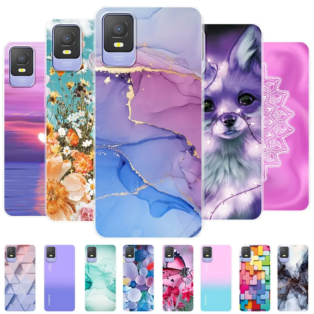 HONLEN Custodia per TCL 403 Case, (6 Inches) Trasparente Sfumato TPU Silicone Progettata, 4 Angoli rinforzati Case