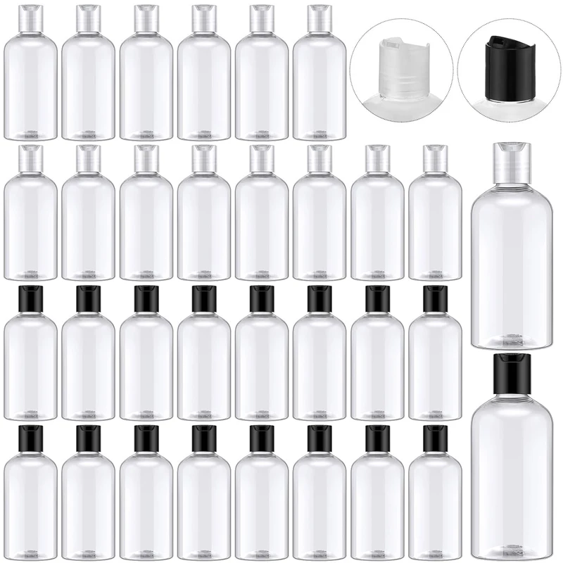

5Pcs 30ml/50ml/60ml/100ml Clear Plastic Empty Bottles With Disc Top Caps Refillable Squeeze Containers For Shampoo Lotion Cream