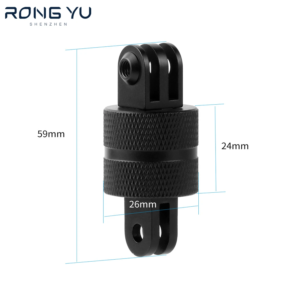

360 Degree Swivel Rotating Aluminium Aolly Tripod Adapter Mount for GoPro Hero 12 11 10 9 8 6 Dji Sjcam Go Pro 7 Accessory
