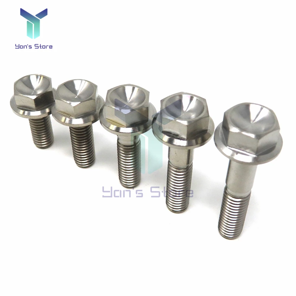 

M8 Titanium alloy Screw 20-50mm Motorcycle Modification Disc Brake Bolt Titanium Bolt Hexagon Flange Head Screw Ti Fastener