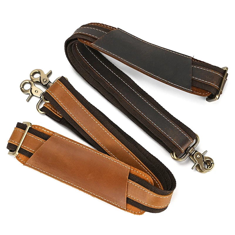 Vintage Leather Strap For Shoulder Bag Adjustable Long Strap For Messenger Bags Men's Bag Strap