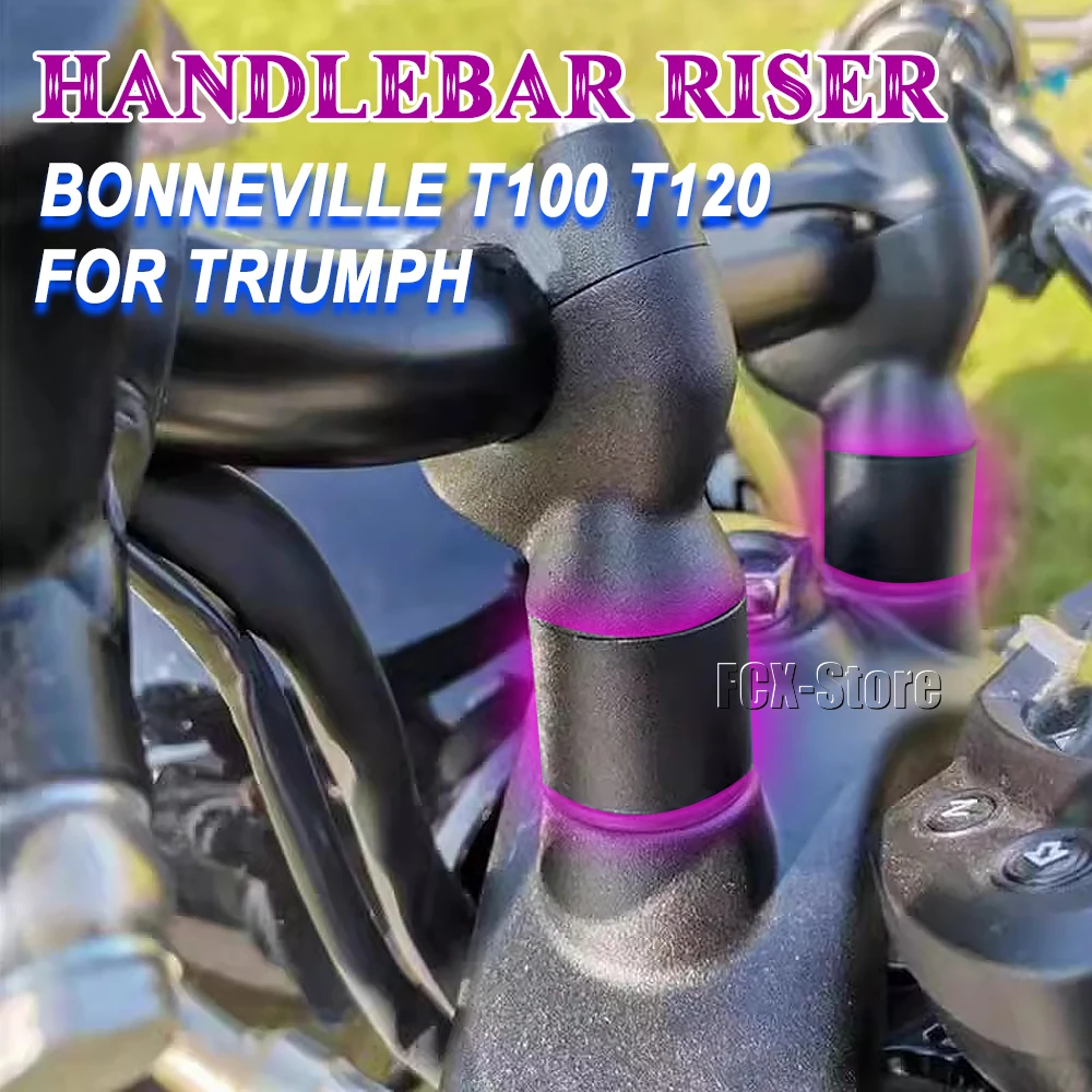 Moto Manubrio Riser Bar Mount Morsetto Spacer Manubrio Lift Lc 25Mm Per Triumph Bonneville T100 T120 Bobber Nero 2016-2019