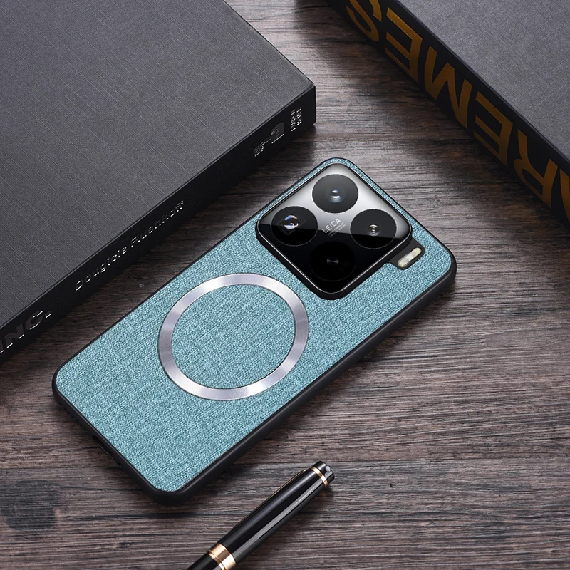 Magnetic TPU + PC Anti-Slip Ultra Thin Woven Textile Pattern Phone Case