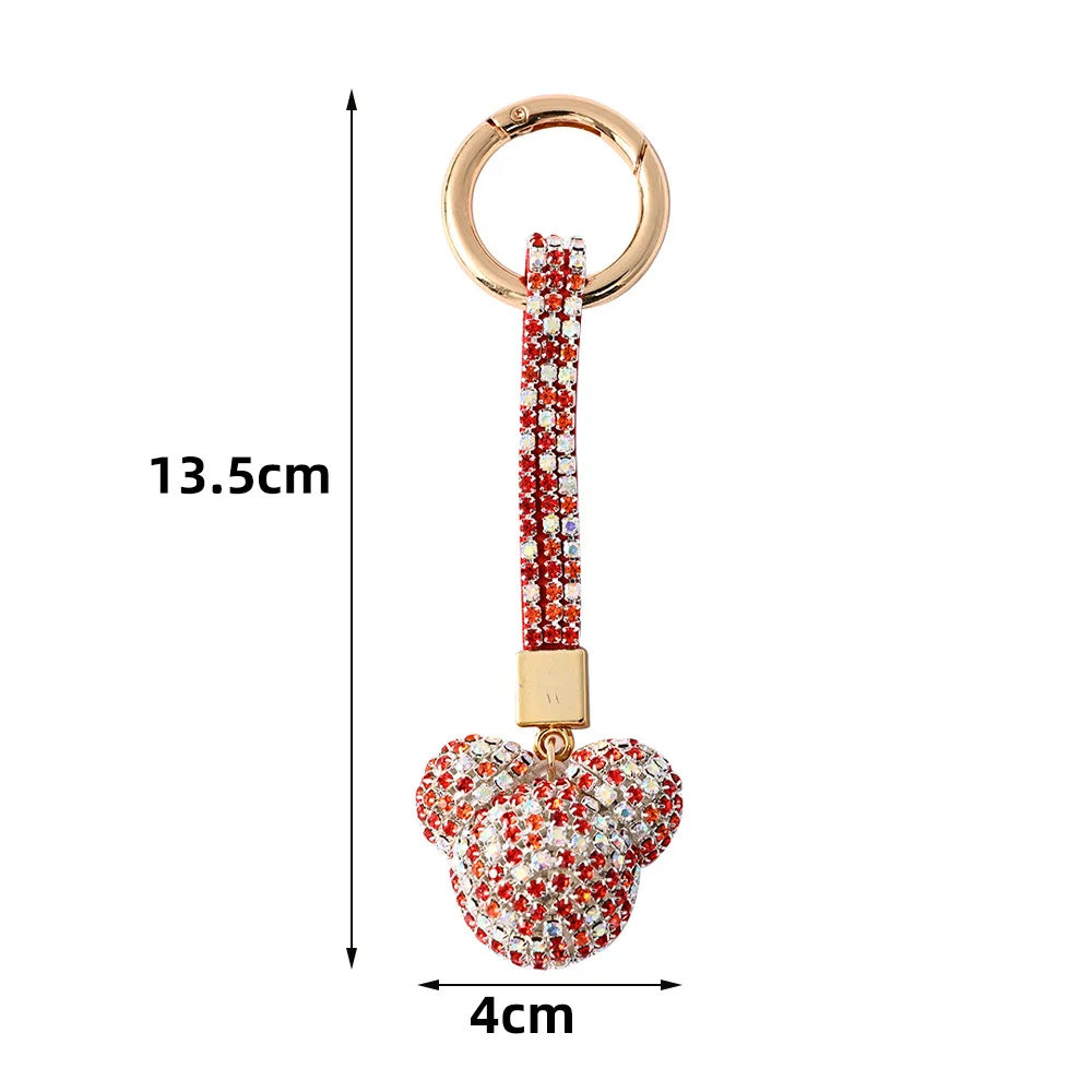 アクセサリー mickeys Light Luxury Rhinestone Mickey Head Keychain Crystal Leather