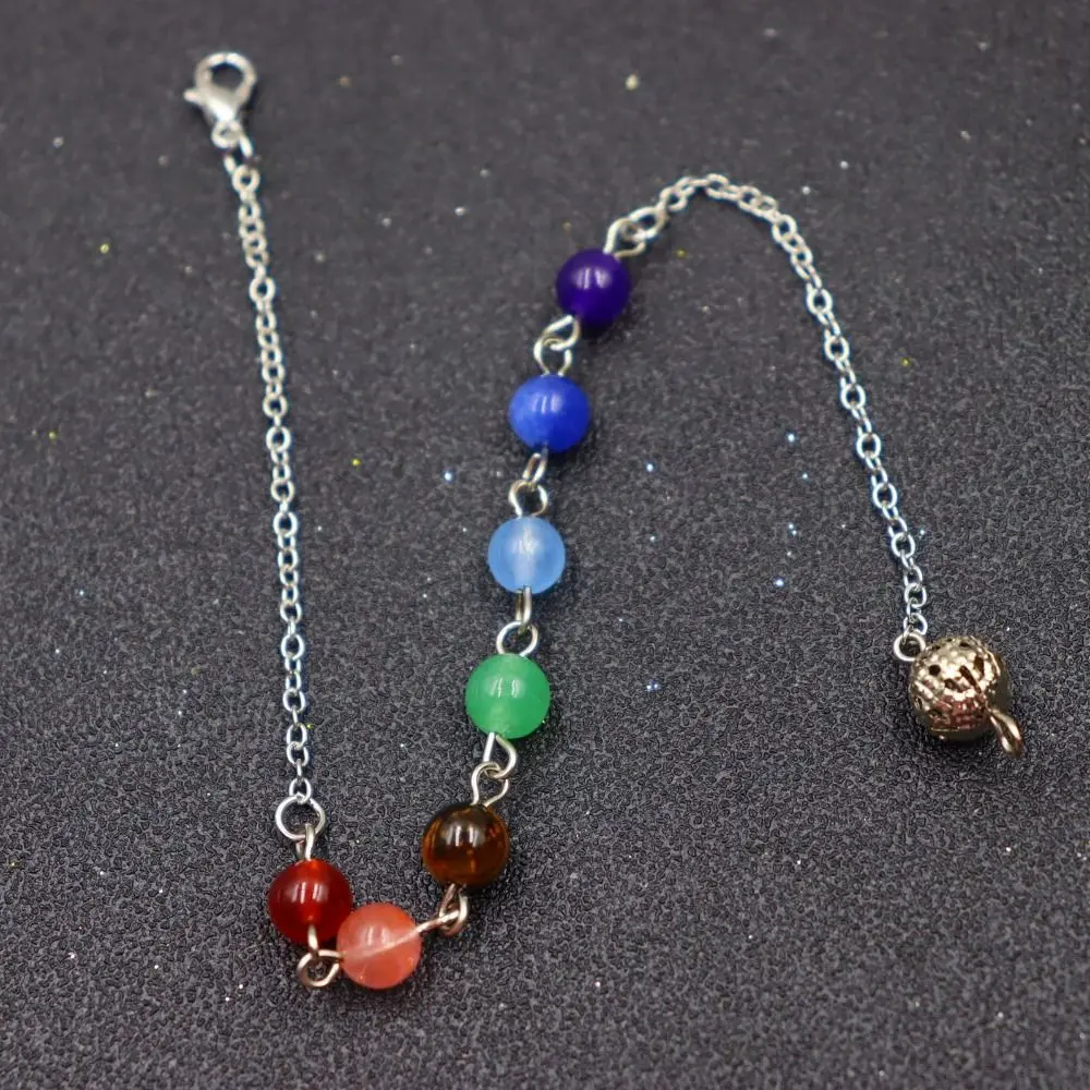 

7 Chakra Beads Chain Chakra Chain Hollow Bead Pendulum Chain Power Stone Pendulum Pendant Accessories Chain DIY Jewelry