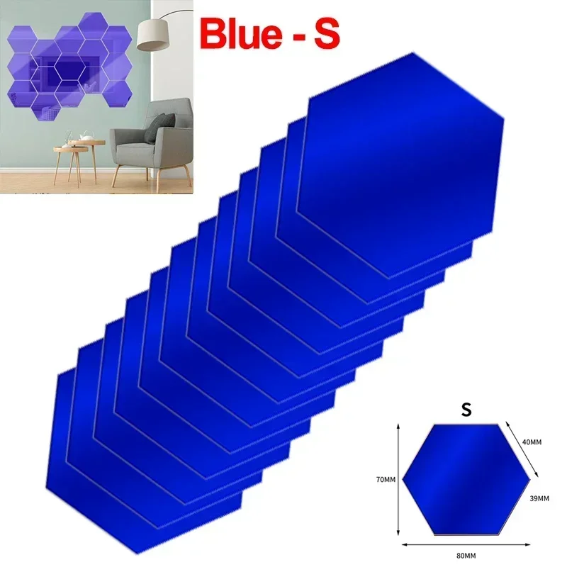 thumbnail image 1 of 48/6 piezas 3D pegatinas de pared de espejo hexagonales autoadhesivas acrílicas extraíbles para sala de estar dormitorio decoración del hogar DIY, 1 of 5