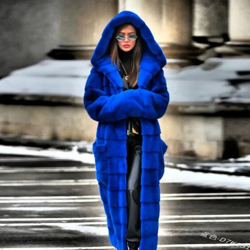 

Faux Fur Imitation Mink Fur Hooded Cotton-padded Coat To Keep Warm and Thicken Plush Plush Coat Women's Jacket Windbreaker 2023