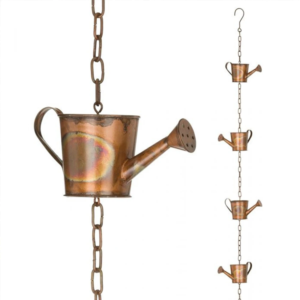 Metal Kettle Rain Chain Hanging Decorative Rings Kettles Rain Chains all-brass Artwork Pendant for Home Outdoor Garden Patio 1PC