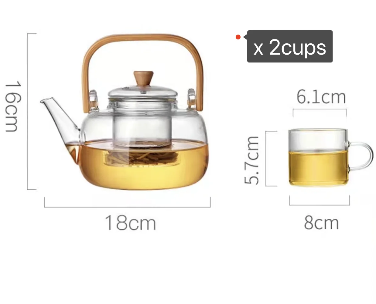 TOPONE Handle Glass Teapot Heat-Resistant Teapot Flower Tea Kettle Lar