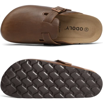 Shevalues Vegan Leather Clogs For Women Men Cork Footbed Slip On Unisex Mules Slippers Anti-slip Potato Shoes With Arch Support 1