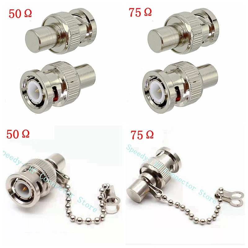 Coaxial Latão Bnc Masculino Resistor Terminator Manequim Impedância de Carga 50 Ohm & 75 Ohm com Adaptador de Conector Chaveiro Peças rf
