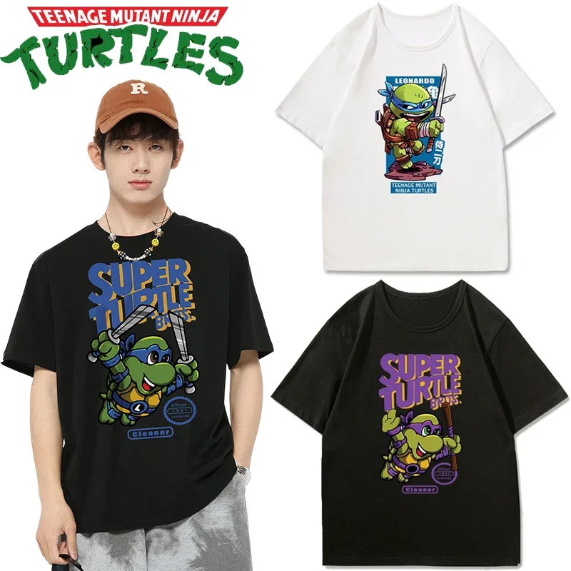 십대 닌자 거북이 TMNT 상의, 거북이 패턴 반팔, 귀여운 여름 티셔츠, 루즈..