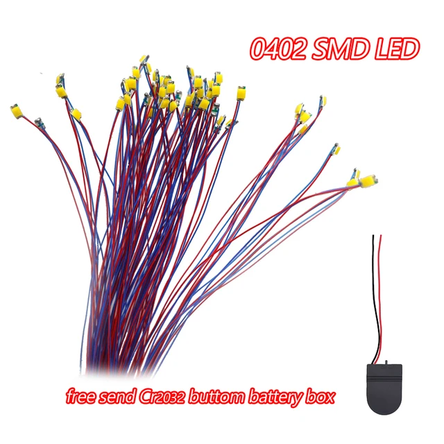 50pcs 3v Pre-wired #0402 Smd Leds,10 Colors Available,30cm Connection Wires,hobby  Kit/railroad/railway/starship/gundam Lighting 1
