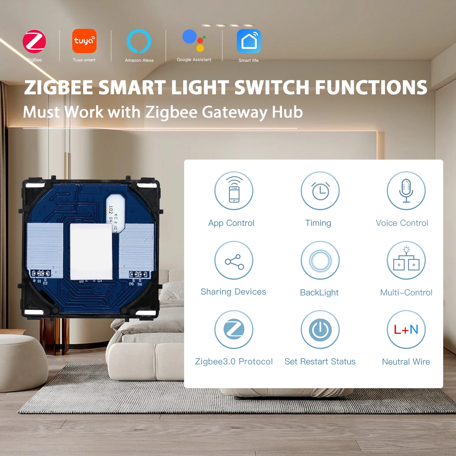bseed zigbee luz switches pecas padrao da ue 01