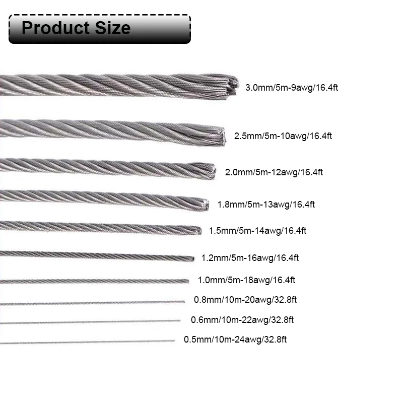 Stainless Steel Wire Stainless Steel Cable Rope Kits Steel Wire Rope 1 Roll
