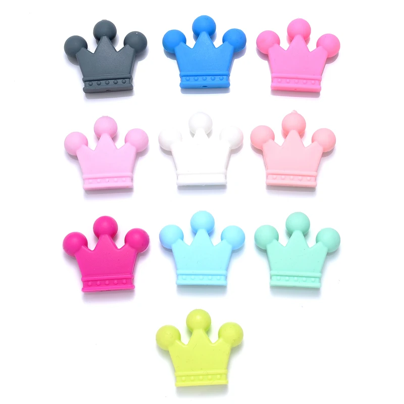 

10Pcs/Lot Baby Teething Toys Food Grade Pendants Crown Silicone Beads for Pacifier Chain Necklace Accessories Kid Teethers
