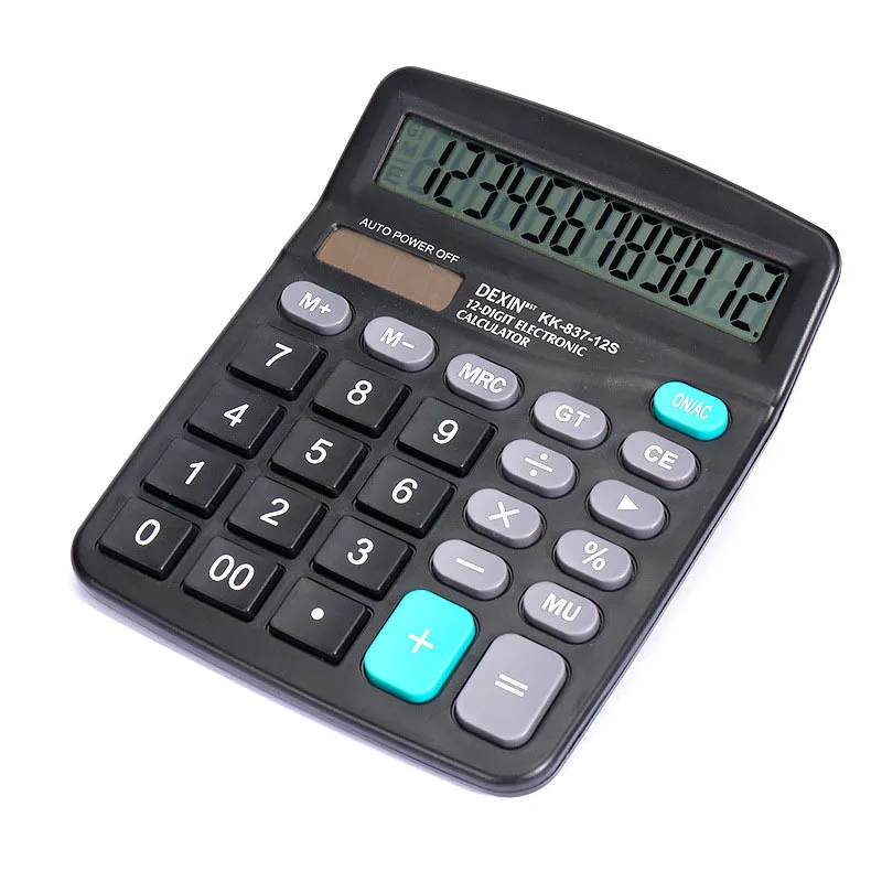 Solar Powered Calculator - 12 Digit Dual Power Supply for Accounting