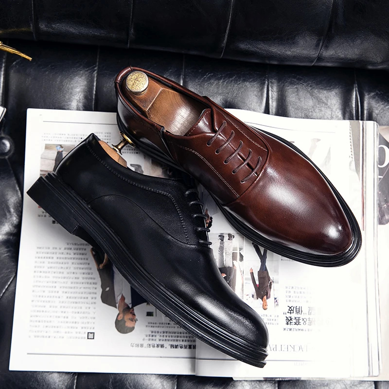 Classic Oxfords Leather Shoes Men Retro Men's Dress