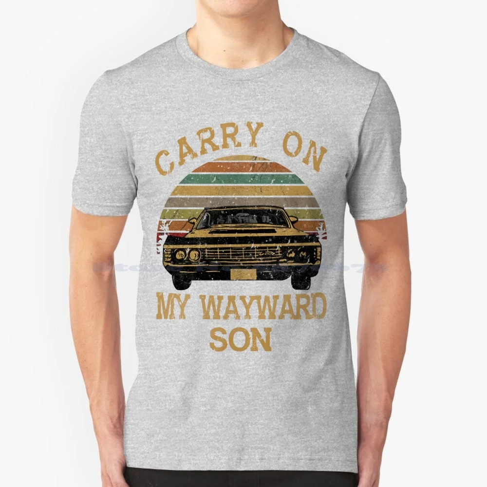 Carry On My Wayward Son-Supernatural / Kansas T Shirt 100% Cotone Tee Supernatural Kansas Carry On My Wayward Son Impala 67